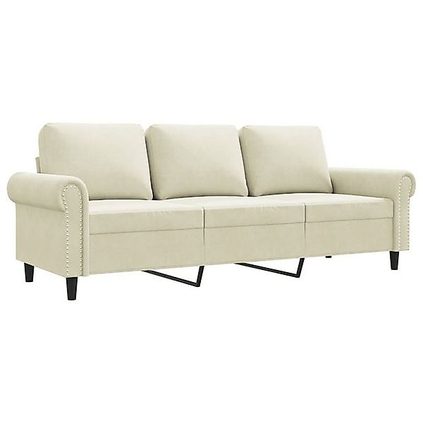 vidaXL Sofa, 3-Sitzer-Sofa Creme 180 cm Samt günstig online kaufen