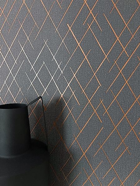 Newroom Vliestapete, Anthrazit Tapete Modern Linien - Retro Grafik-Tapete K günstig online kaufen