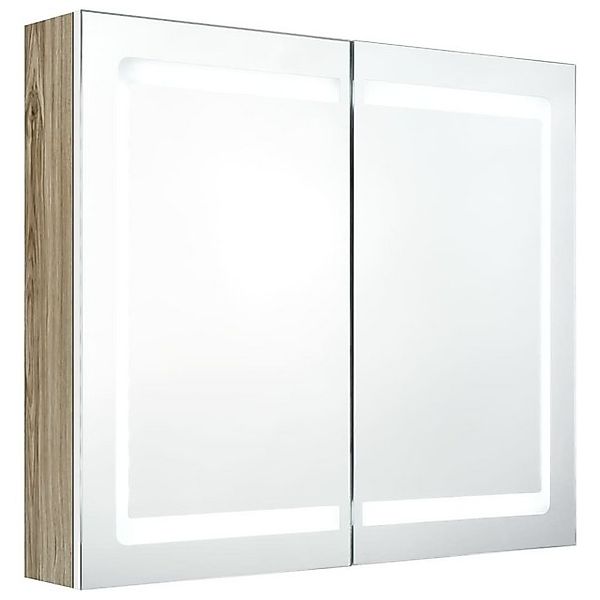 vidaXL Spiegelschrank LED Bad Spiegelschrank Weiß und Eichenoptik 80x12x68 günstig online kaufen