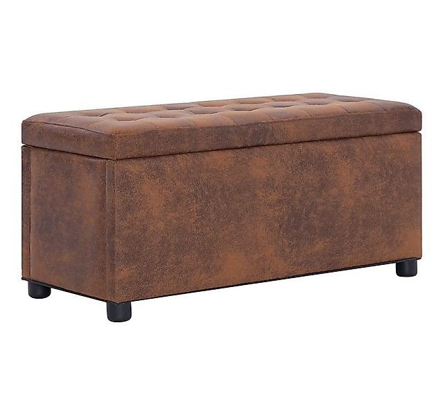 furnicato Truhenbank Ottoman mit Stauraum 87,5 cm Braun Wildleder-Optik günstig online kaufen