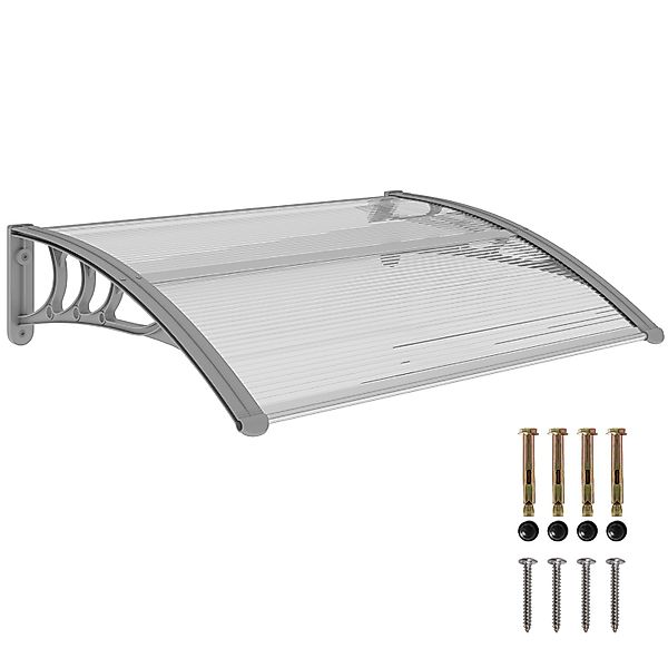 Outsunny Vordach für Haustür Polycarbonat Silber 100L x 75B x 23H cm günstig online kaufen