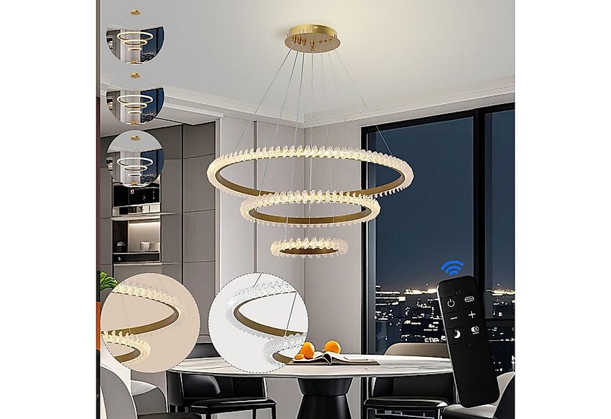 JDONG Pendelleuchte Kristall Hängeleuchte 72W Dimmbar mit Fernbedienung, Wa günstig online kaufen