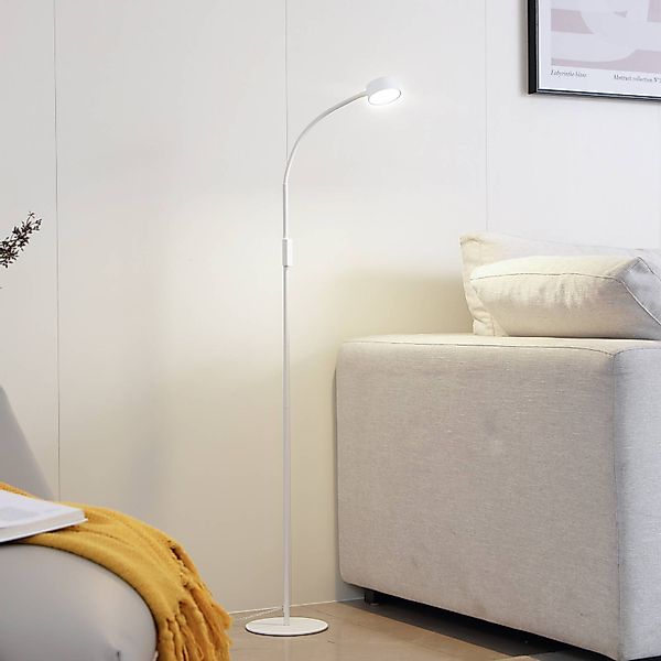 Lindby Stehlampe Maori, LED, Metall, Weiß Farbwechsel warmweiß / tageslicht günstig online kaufen