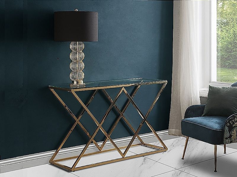 Wandkonsole - Glas & Stahl - Goldfarben - CHARLOTTE  von Pascal MORABITO günstig online kaufen