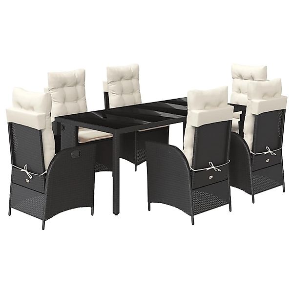 vidaXL 7-Tlg Garten-Essgruppe mit Kissen Schwarz Poly Rattan 3213064 günstig online kaufen