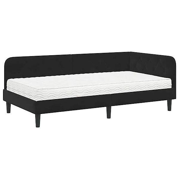 vidaXL Eckbettgestell mit Matratze Schwarz 90 x 190 cm Samt 3394149 günstig online kaufen