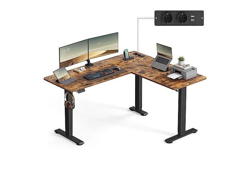 VASAGLE Schreibtisch Höhenverstellbarer Schreibtisch elektrisch (L-förmiger günstig online kaufen