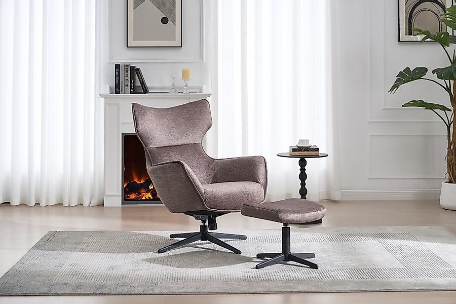 riess-ambiente Fußhocker VOGUE 45cm taupe / schwarz - Samt, drehbar, Metall günstig online kaufen