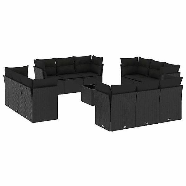 vidaXL 13-tlg Garten-Sofagarnitur mit Kissen Schwarz Poly Rattan Modell 9 günstig online kaufen