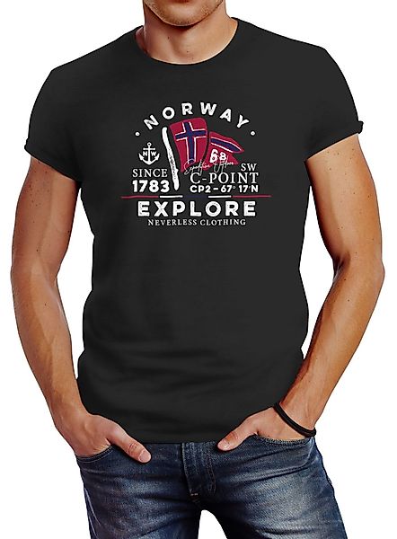 Neverless Print-Shirt Herren T-Shirt Norway Explore günstig online kaufen