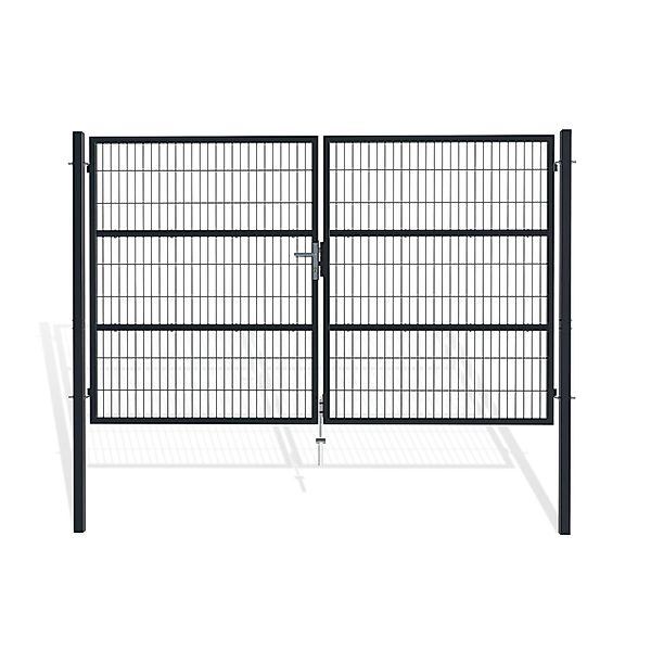 Casanoov Doppelflügeliges Zauntor Razo 300x180cm Stahl Grau günstig online kaufen