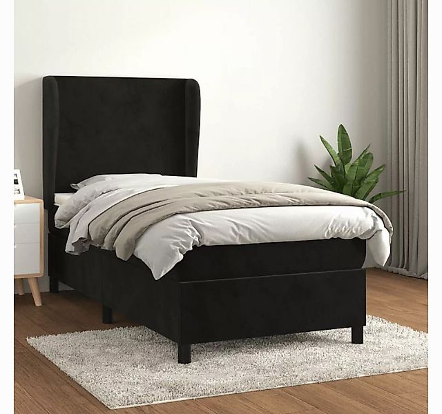 vidaXL Boxspringbett Boxspringbett mit Matratze Schwarz 90x200 cm Samt Bett günstig online kaufen