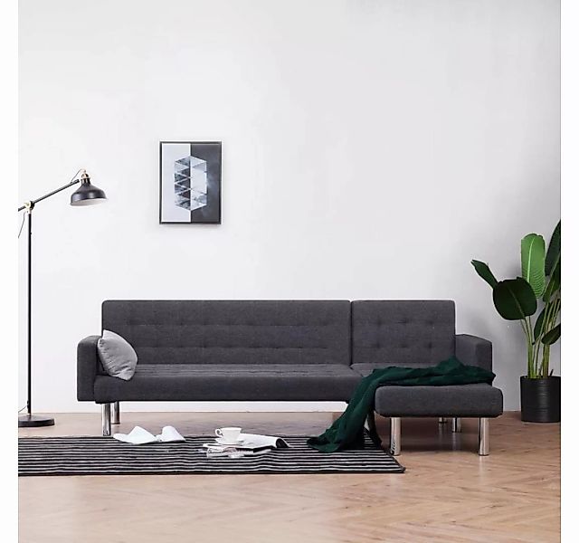 vidaXL Sofa Schlafsofa in L-Form Dunkelgrau Polyester günstig online kaufen