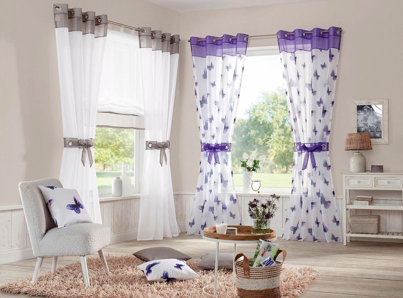 my home Gardine "Villars" Ösen 2 Stk. tlg. Vorhang, Fertiggardine, inkl. 2 günstig online kaufen