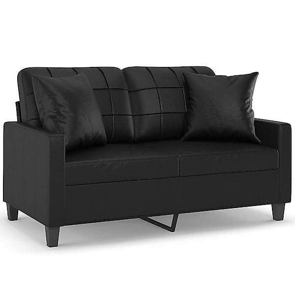 Oeryde 2-Sitzer Modernes 2-Sitzer-Sofa aus Kunstleder mit Zierkissen, schwa günstig online kaufen
