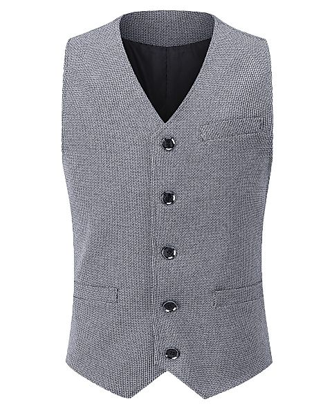 Allthemen Anzugweste Herren Anzugweste Herringbone V-Ausschnitt günstig online kaufen
