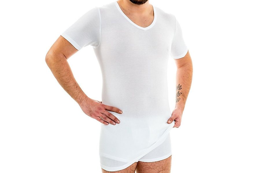 HERMKO Unterziehshirt 164887 Extralanges Herren Unterhemd V-Ausschnitt aus günstig online kaufen