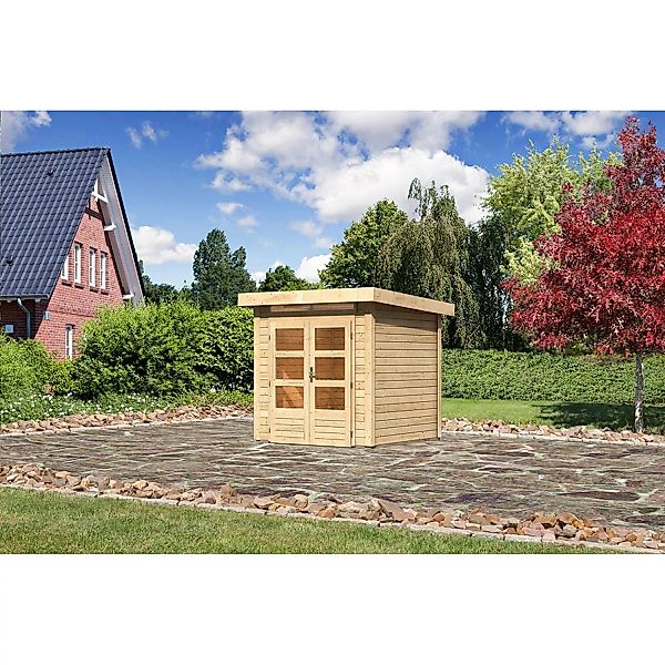 Karibu Holz-Gartenhaus Kumla 1 Natur Pultdach Unbehandelt 200 cm x 200 cm günstig online kaufen