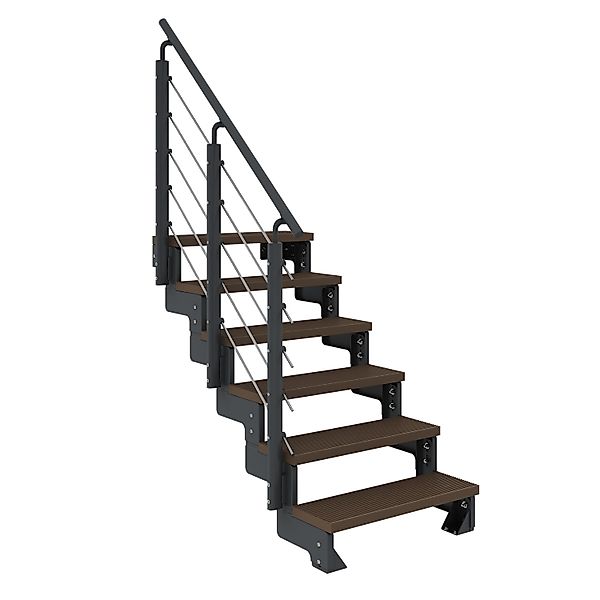 Dolle Außentreppe Gardentop Anthrazit 6 Stufen 80 cm Braun inkl. Geländer günstig online kaufen