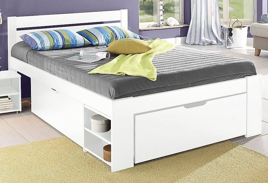 Home affaire Massivholzbett "HANNES " mit Schubladen und Regalen, Nachtschr günstig online kaufen