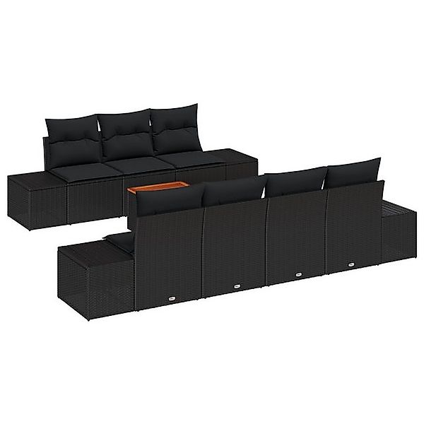 vidaXL Loungesofa 8-teiliges Garten Sofa Set mit Kissen Schwarz Poly Rattan günstig online kaufen