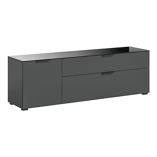 Inn.Furn TV-Lowboard Grau 160 cm mit Glasauflage mit Soft-Close Riano günstig online kaufen