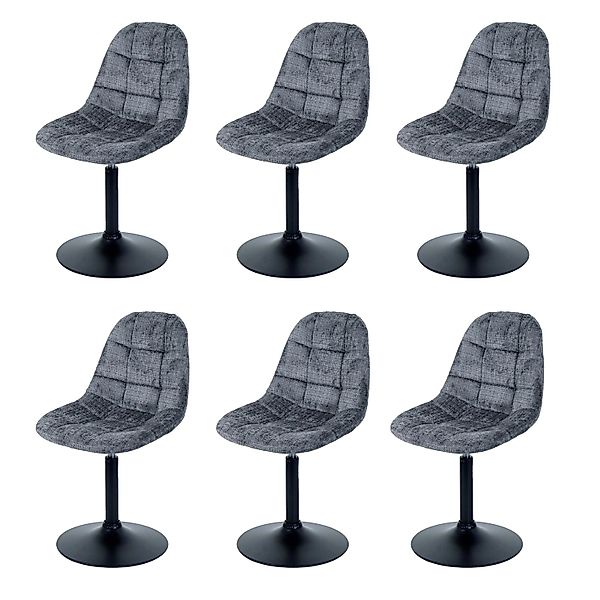 MCW Esszimmerstuhl A60 6er-Set Stoff/Textil Chenille 465g/m² Dunkelgrau günstig online kaufen