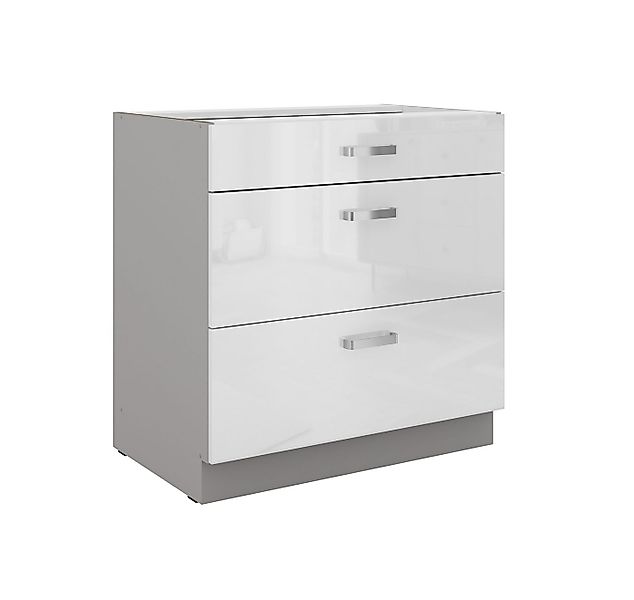 Küchen-Preisbombe Auszugsunterschrank 80 cm Küche Bianca Weiss Hochglanz + günstig online kaufen