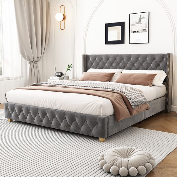 OKWISH Polsterbett Nietenpolsterung, Knopfpolsterung, (2-tlg., 180 günstig online kaufen