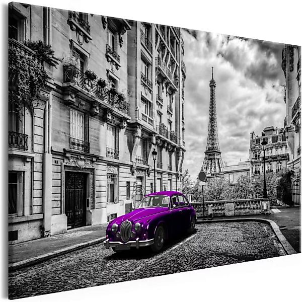 Bild auf Leinwand Car in Paris (1 Part) Violet Wide XXL günstig online kaufen