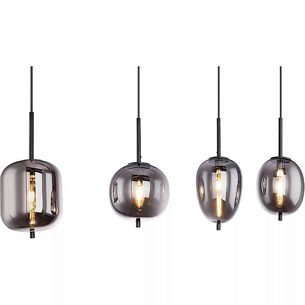 Globo Pendelleuchte Blacky 4-flammig Metall Schwarz Rauchfarben günstig online kaufen