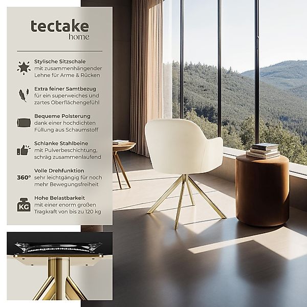 tectake Esszimmerstuhl Samt-Drehstuhl (Set, 6 St), günstig online kaufen