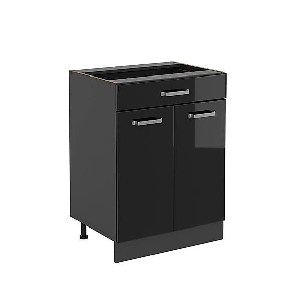 Vicco Unterschrank R-Line, Schwarz Hochglanz/Anthrazit, 60 cm mit Schublade günstig online kaufen
