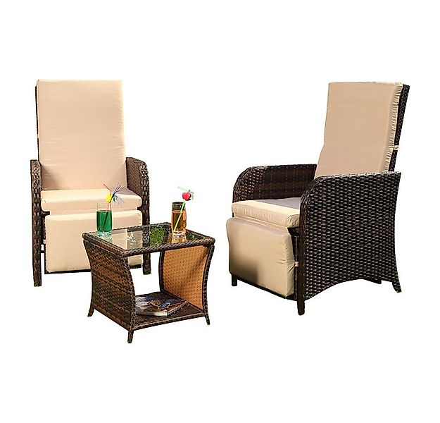 Melko Balkonset Sitzgarnitur Polyrattan Braun Sitzgruppe Essgarnitur Garten günstig online kaufen