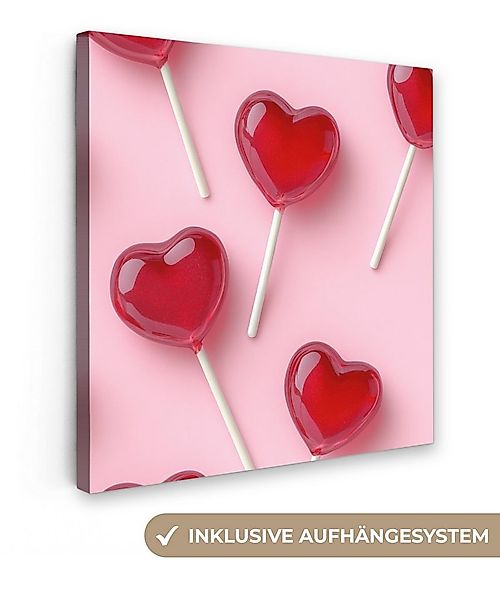 OneMillionCanvasses® Leinwandbild Lutscher - Herzen - Rosa, Fotodruck (1 St günstig online kaufen
