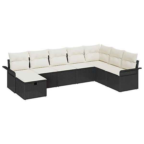 vidaXL Loungesofa 8-teiliges Garten Sofa Set mit Kissen Schwarz Poly Rattan günstig online kaufen