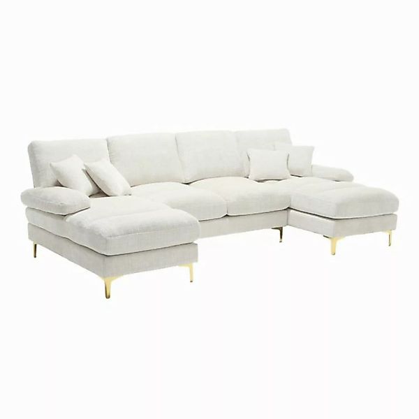 REDOM Sofa Ecksofa L-Form, Modernes großes Chenille-Stoff-U-Form-Sofa günstig online kaufen