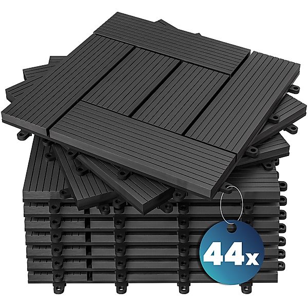 WPC Fliesen 44er-Set Mosaik Anthrazit - 30x30cm günstig online kaufen