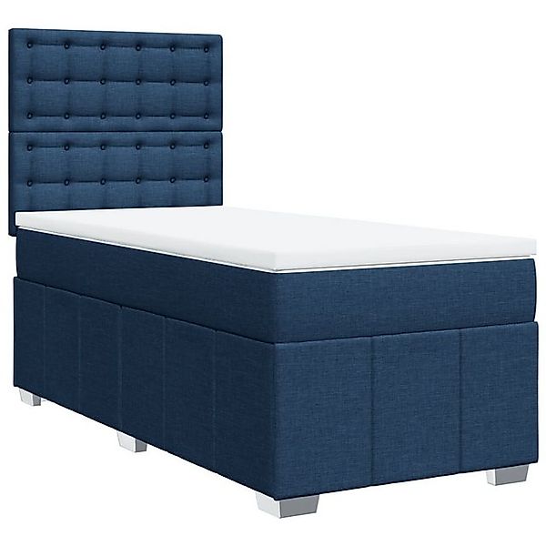 vidaXL Bett Boxspringbett mit Matratze Blau 100x200 cm Stoff günstig online kaufen