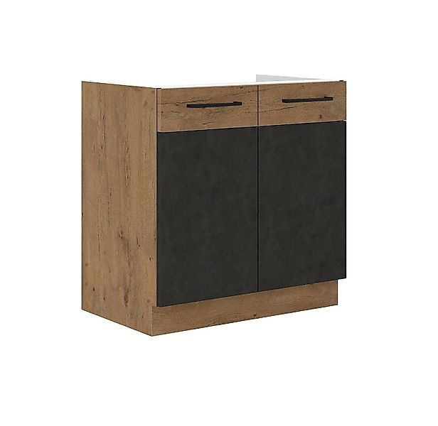 Küchen-Preisbombe Spülenschrank 80 cm Küche Vigo Matera Grau + Eiche Lancel günstig online kaufen