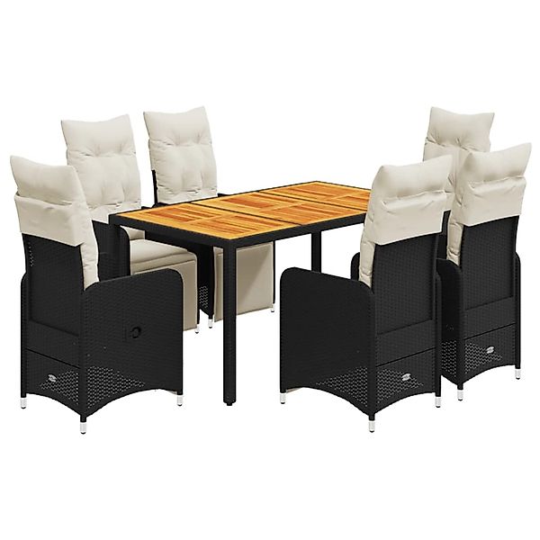 vidaXL 7-Tlg Garten-Bistro-Set mit Kissen Schwarz Poly Rattan 3277130 günstig online kaufen