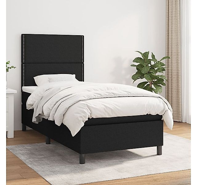 vidaXL Boxspringbett Boxspringbett mit Matratze Schwarz 100x200 cm Stoff Be günstig online kaufen