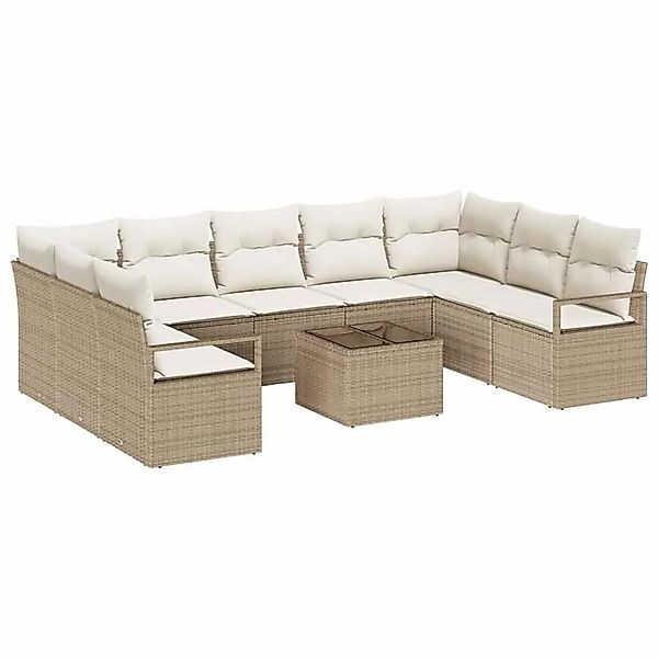 vidaXL Sofa Set mit Kissen 10-Tlg Beige und Creme Poly-Rattan 3355220 günstig online kaufen
