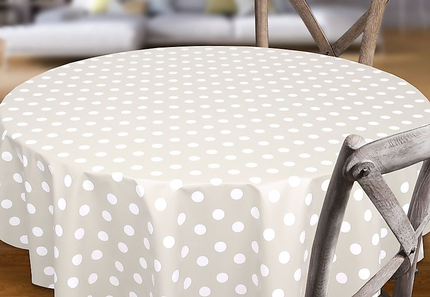Beautex Tischdecke Wachstuchtischdecke glatt Taupe, Punkte günstig online kaufen