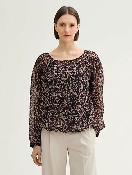 TOM TAILOR Langarmbluse Gemusterte Chiffon Bluse günstig online kaufen