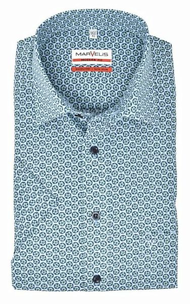 MARVELIS Kurzarmhemd Kurzarmhemd - Modern Fit - Muster - Hellblau/Grün günstig online kaufen