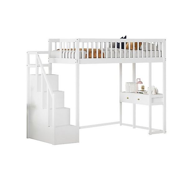 HAUSS SPOLE Hochbett 90x200 mit Multifunktionstisch, Aufbewahrungstreppe fü günstig online kaufen