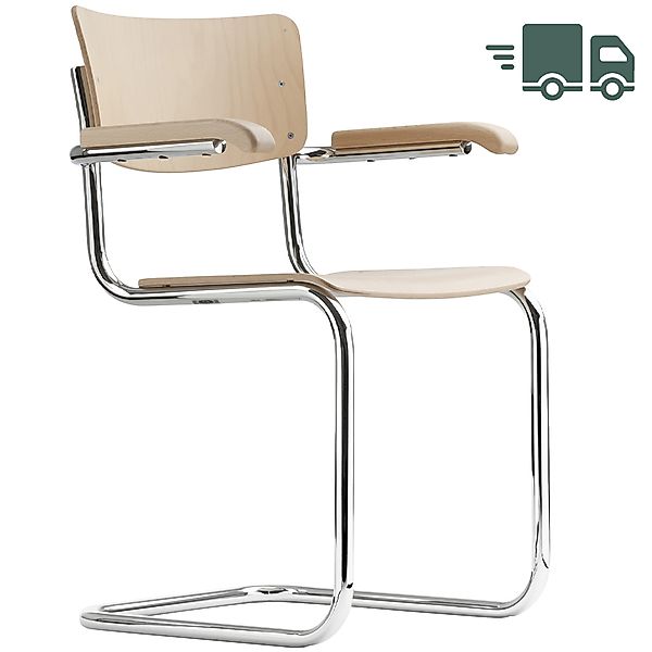 THONET S 43 F |  Buche natur | Stahlrohr-Freischwinger mit Armlehnen | Gest günstig online kaufen