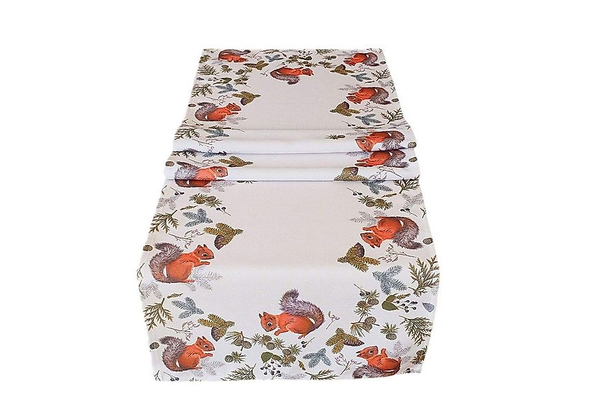 texpot Tischdecke Tischläufer Druck Eichhörnchen Herbst Dekoration (1-tlg) günstig online kaufen