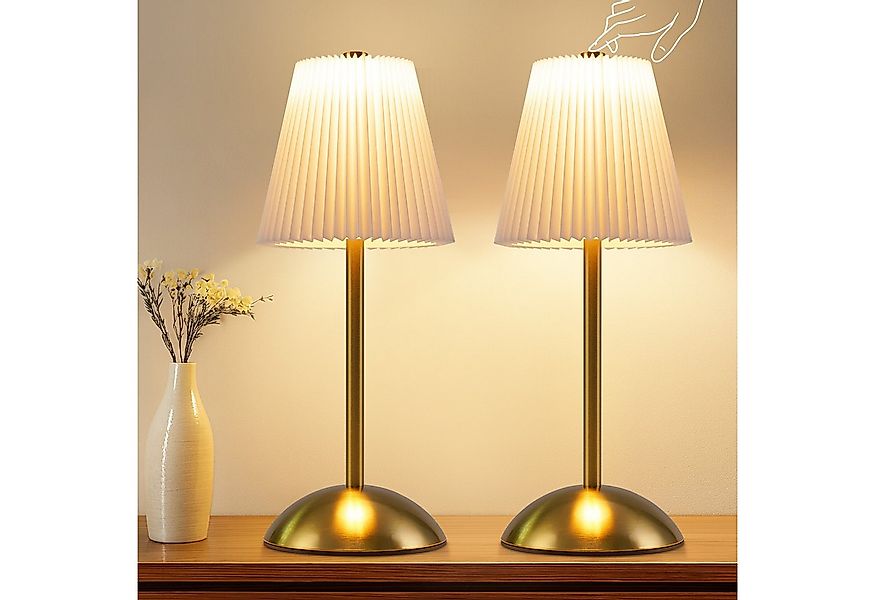 ZMH LED Tischleuchte 2er Set Akku Touch Nachttischlampe - Dimmbar 3 Farbtem günstig online kaufen
